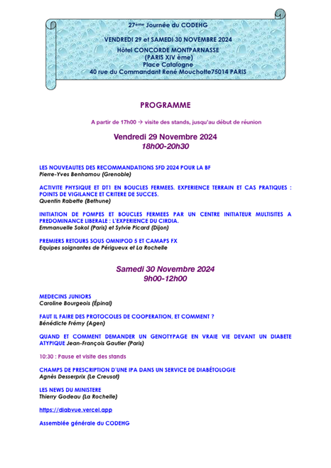 CODEHG PROGRAMME 29 ET 30 NOVEMBRE 2024